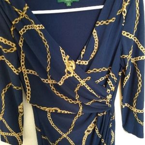 Ralph Lauren Navy Gold Dress